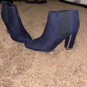 Navy Ankle Heeled Boots